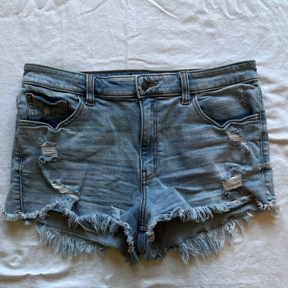 Classic Light Blue Distressed Jean Shorts